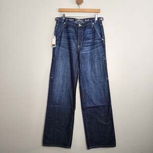 AG Daily Blue Hope Utility Wide Leg Jeans Dark Wash 28 Zephyr NWT